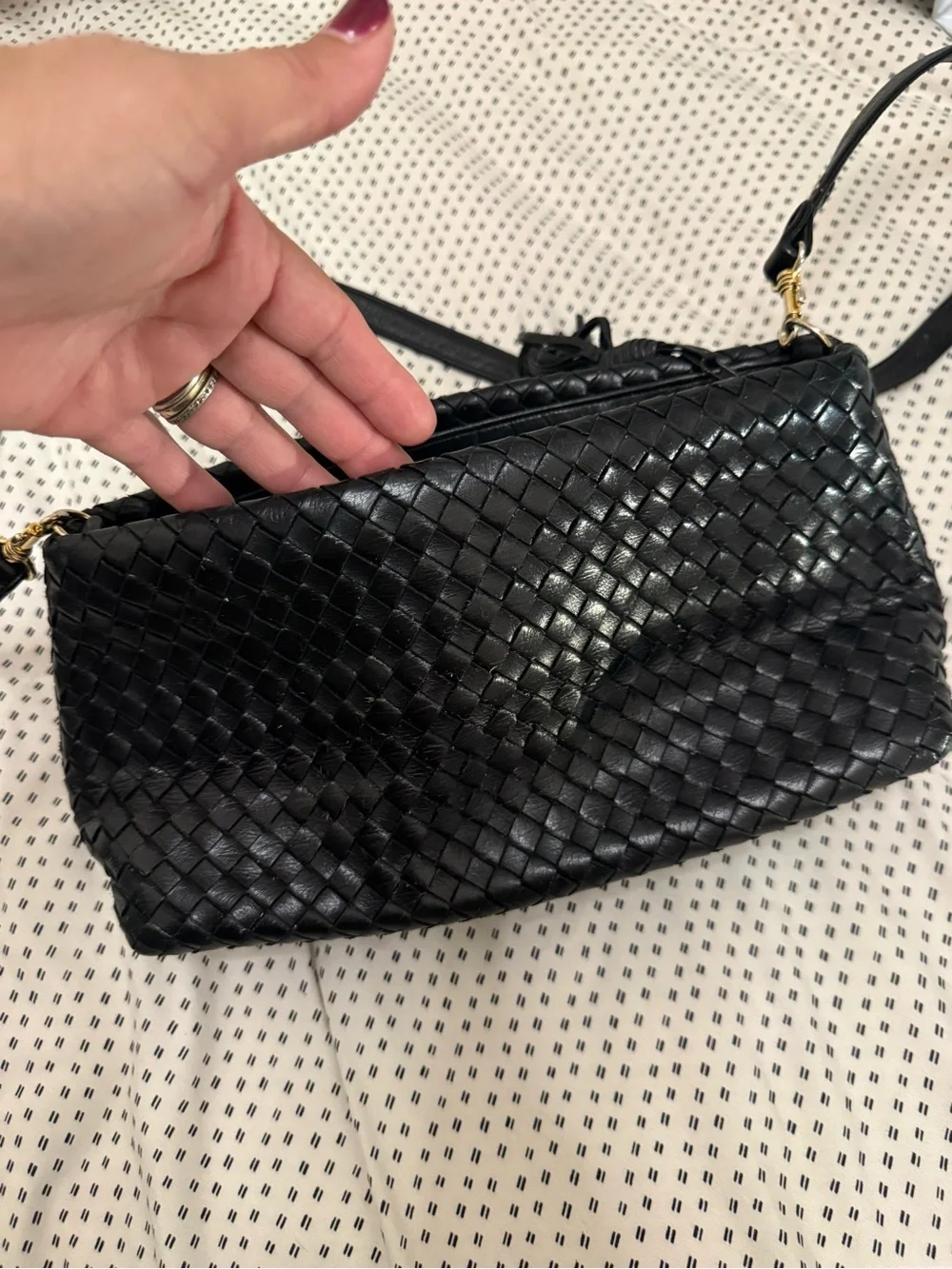 Black Woven Leather 3 Ways Bag with Tassel - Picture 7 of 14